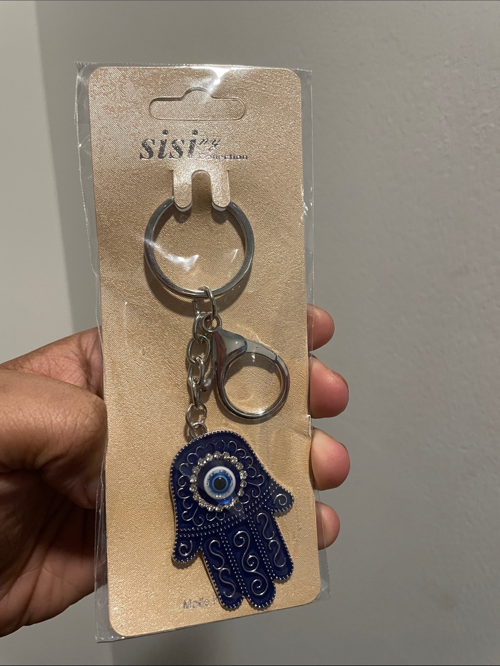 Blue Hamsa Hand Evil Eye Keychain